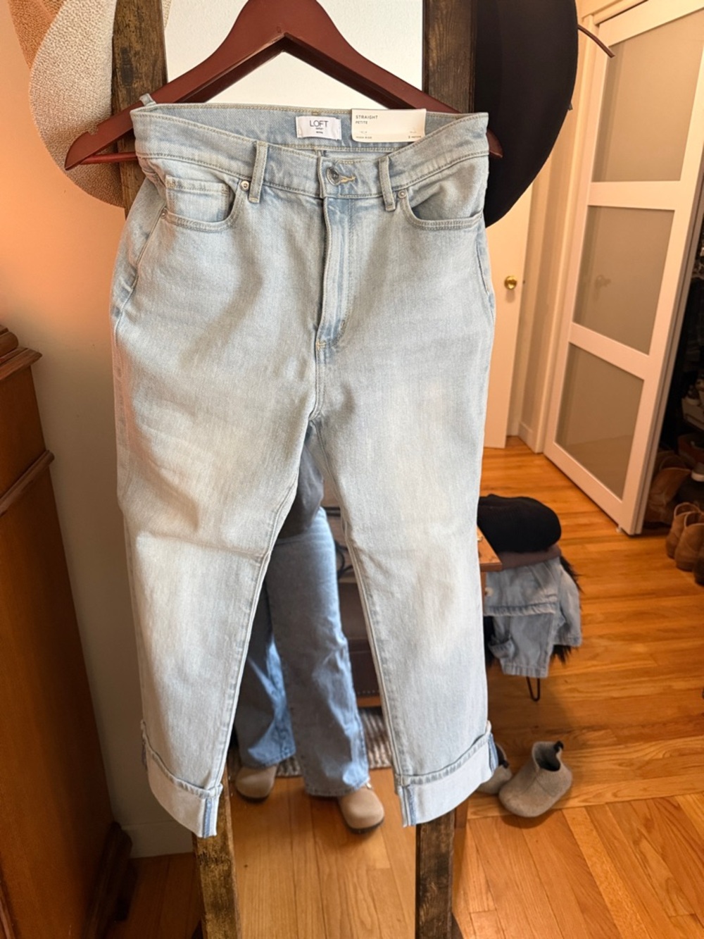 LOFT Pale Blue High-Rise Straight Crop Cuffed Jeans